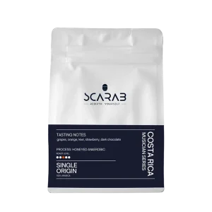 Costa Rica coffee by Scarab Coffee sweet balanced profile with caramel and fruit notes coffee shops Dubai roastery machinery drinkware