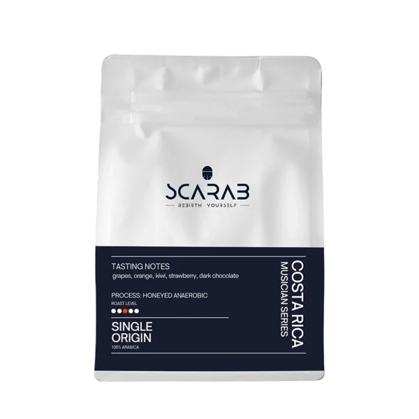 Costa Rica coffee by Scarab Coffee sweet balanced profile with caramel and fruit notes coffee shops Dubai roastery machinery drinkware